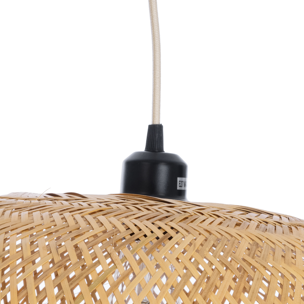 GloboStar® CARIBBEAN 01724 Boho Κρεμαστό Φωτιστικό Ανάρτηση Μονόφωτο 1 x E27 IP20 Μπεζ Ξύλο - Μ60 x Π60 x Υ38cm