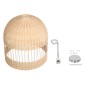 GloboStar® LUCIA 01726 Boho Κρεμαστό Φωτιστικό Πλέγμα Μονόφωτο 1 x E27 IP20 Μπεζ Ξύλο - Μ60 x Π60 x Y60cm
