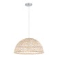 GloboStar® COMORES 01727 Boho Κρεμαστό Φωτιστικό Πλέγμα Μονόφωτο 1 x E27 IP20 Μπεζ Ξύλο -Μ40 x Π40 x Y20cm