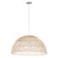 GloboStar® COMORES 01728 Boho Κρεμαστό Φωτιστικό Πλέγμα Μονόφωτο 1 x E27 IP20 Μπεζ Ξύλο - Μ60 x Π60 x Y29cm