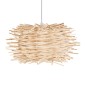 GloboStar® MINORCA 01729 Boho Κρεμαστό Φωτιστικό Ανάρτηση Μονόφωτο 1 x E27 IP20 Μπεζ Ξύλο - Μ30 x Π30 x Υ18cm