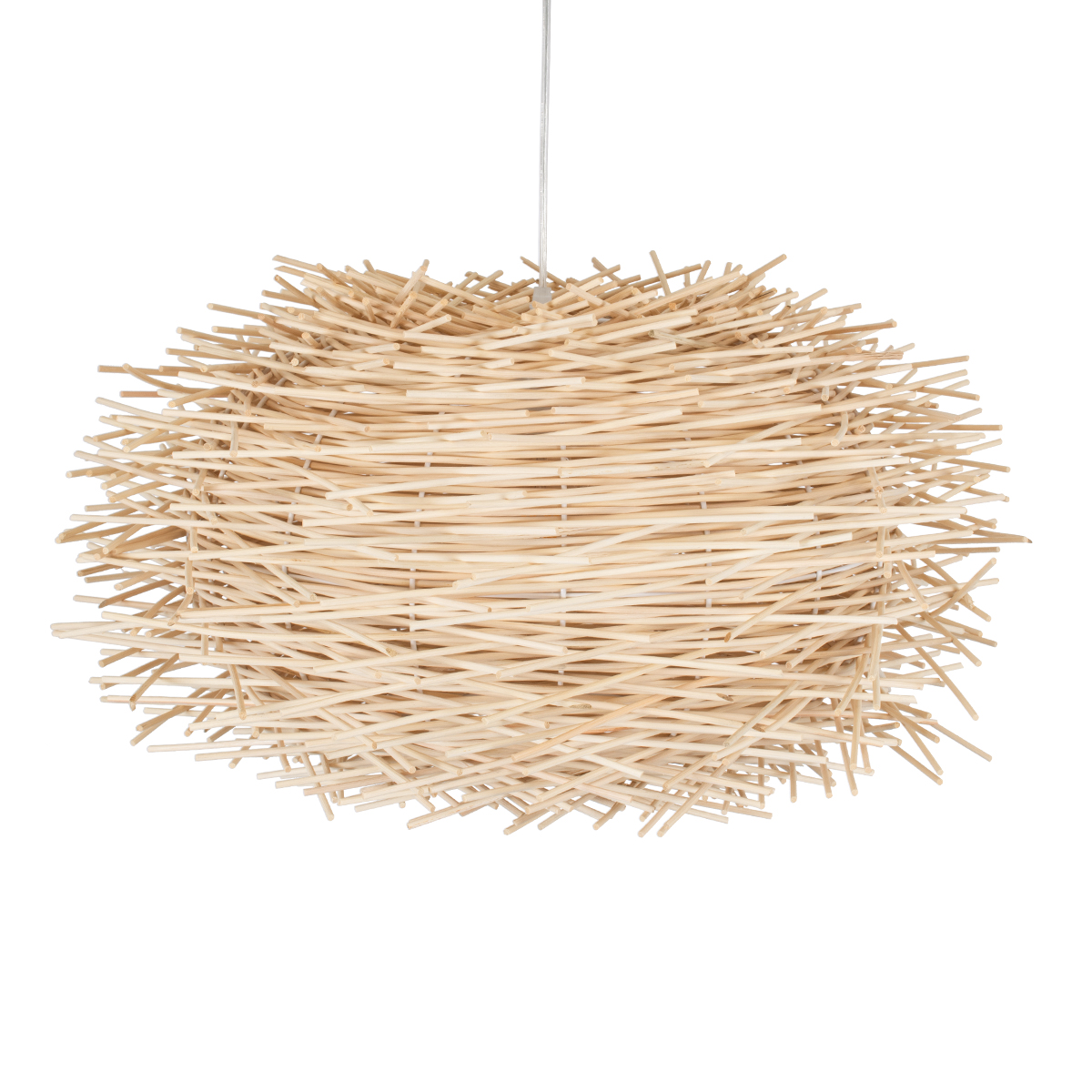 GloboStar® MINORCA 01731 Boho Κρεμαστό Φωτιστικό Ανάρτηση Μονόφωτο 1 x E27 IP20 Μπεζ Ξύλο - Μ60 x Π60 x Y35cm