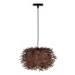 GloboStar® MINORCA 01732 Boho Κρεμαστό Φωτιστικό Ανάρτηση Μονόφωτο 1 x E27 IP20 Καφέ Ξύλο - Μ30 x Π30 x Y18cm