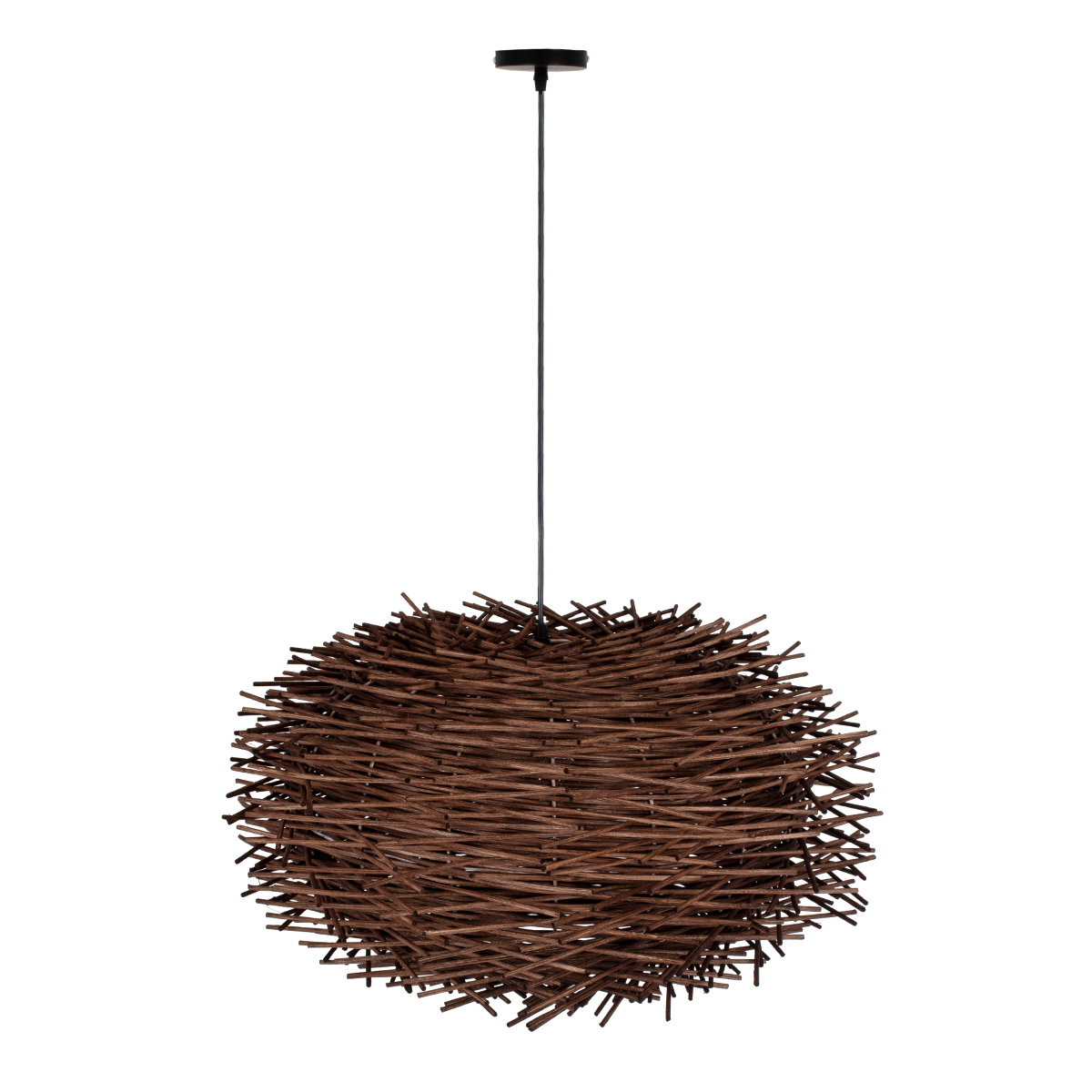 GloboStar® MINORCA 01734 Boho Κρεμαστό Φωτιστικό Ανάρτηση Μονόφωτο 1 x E27 IP20 Καφέ Ξύλο - Μ60 x Π60 x Y35cm