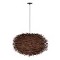 GloboStar® MINORCA 01734 Boho Κρεμαστό Φωτιστικό Ανάρτηση Μονόφωτο 1 x E27 IP20 Καφέ Ξύλο - Μ60 x Π60 x Y35cm
