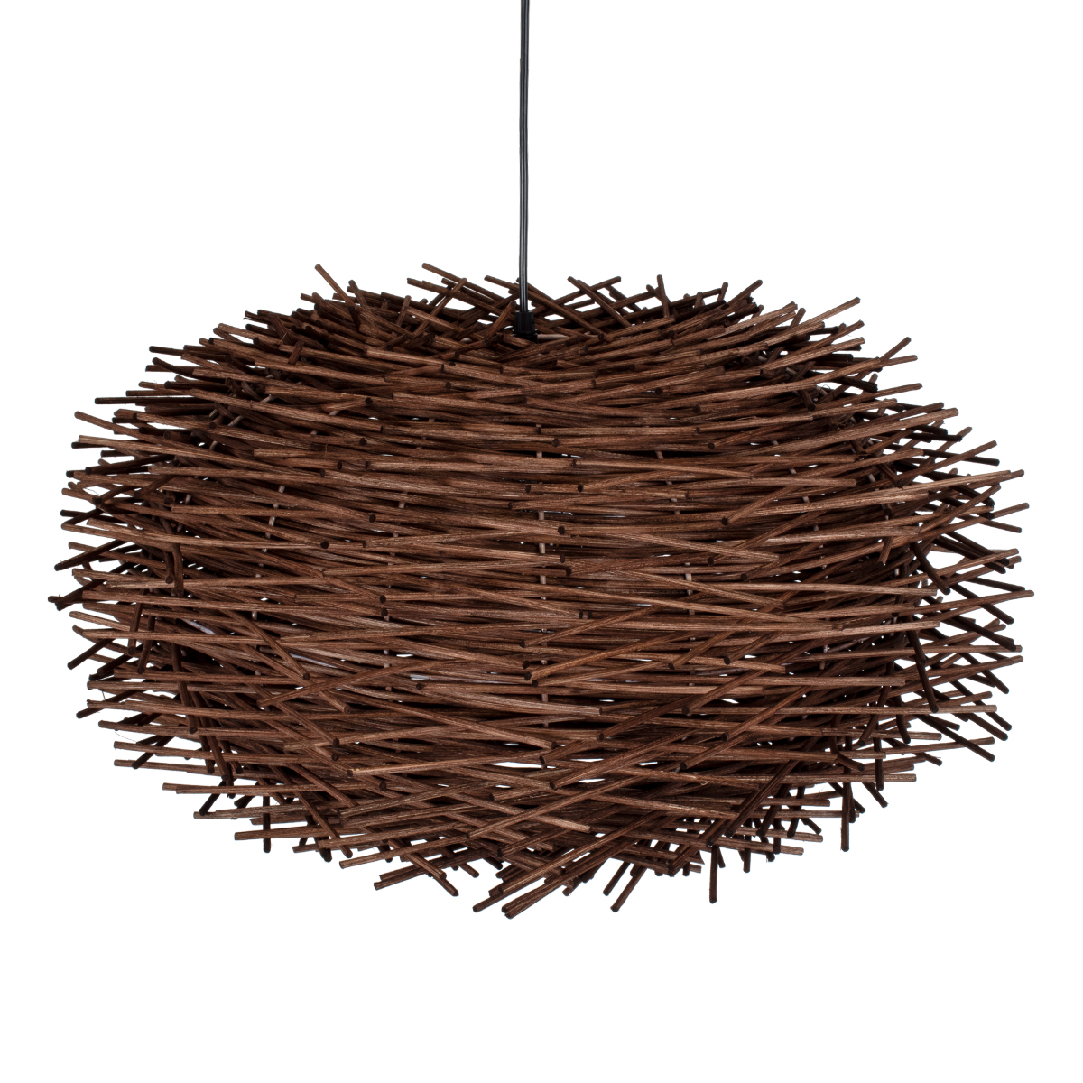 GloboStar® MINORCA 01734 Boho Κρεμαστό Φωτιστικό Ανάρτηση Μονόφωτο 1 x E27 IP20 Καφέ Ξύλο - Μ60 x Π60 x Y35cm