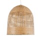 GloboStar® BORA-BORA 01735 Boho Κρεμαστό Φωτιστικό Καμπάνα Μονόφωτο 1 x E27 IP20 Μπεζ Ξύλο - Μ42 x Π42 x Y44cm