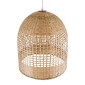 GloboStar® BORA-BORA 01735 Boho Κρεμαστό Φωτιστικό Καμπάνα Μονόφωτο 1 x E27 IP20 Μπεζ Ξύλο - Μ42 x Π42 x Y44cm
