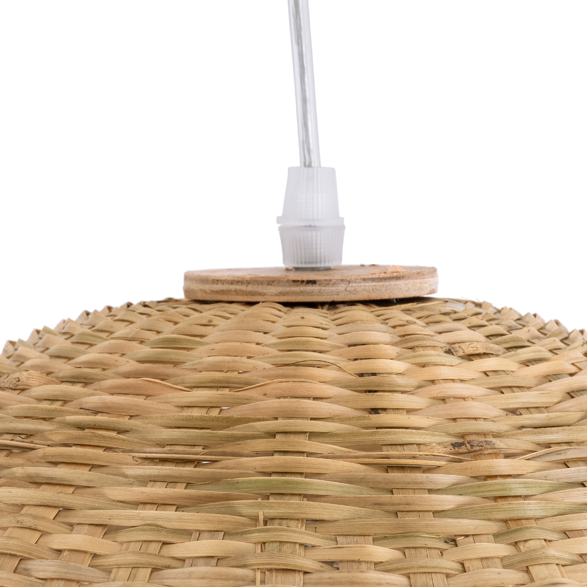 GloboStar® BORA-BORA 01735 Boho Κρεμαστό Φωτιστικό Καμπάνα Μονόφωτο 1 x E27 IP20 Μπεζ Ξύλο - Μ42 x Π42 x Y44cm