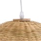 GloboStar® BORA-BORA 01735 Boho Κρεμαστό Φωτιστικό Καμπάνα Μονόφωτο 1 x E27 IP20 Μπεζ Ξύλο - Μ42 x Π42 x Y44cm