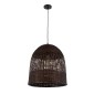GloboStar® BORA-BORA 01736 Boho Κρεμαστό Φωτιστικό Καμπάνα Μονόφωτο 1 x E27 IP20 Καφέ Ξύλο - Μ42 x Π42 x Y44cm