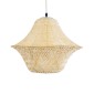 GloboStar® JUNIPER 01737 Boho Κρεμαστό Φωτιστικό Πλέγμα Μονόφωτο 1 x E27 IP20 Μπεζ Ξύλο - Μ45 x Π45 x Υ40cm