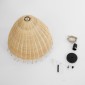 GloboStar® AQUATIC 01742 Boho Κρεμαστό Φωτιστικό Καμπάνα Μονόφωτο 1 x E27 IP20 Μπεζ Ξύλο - Μ40 x Π40 x Υ36cm