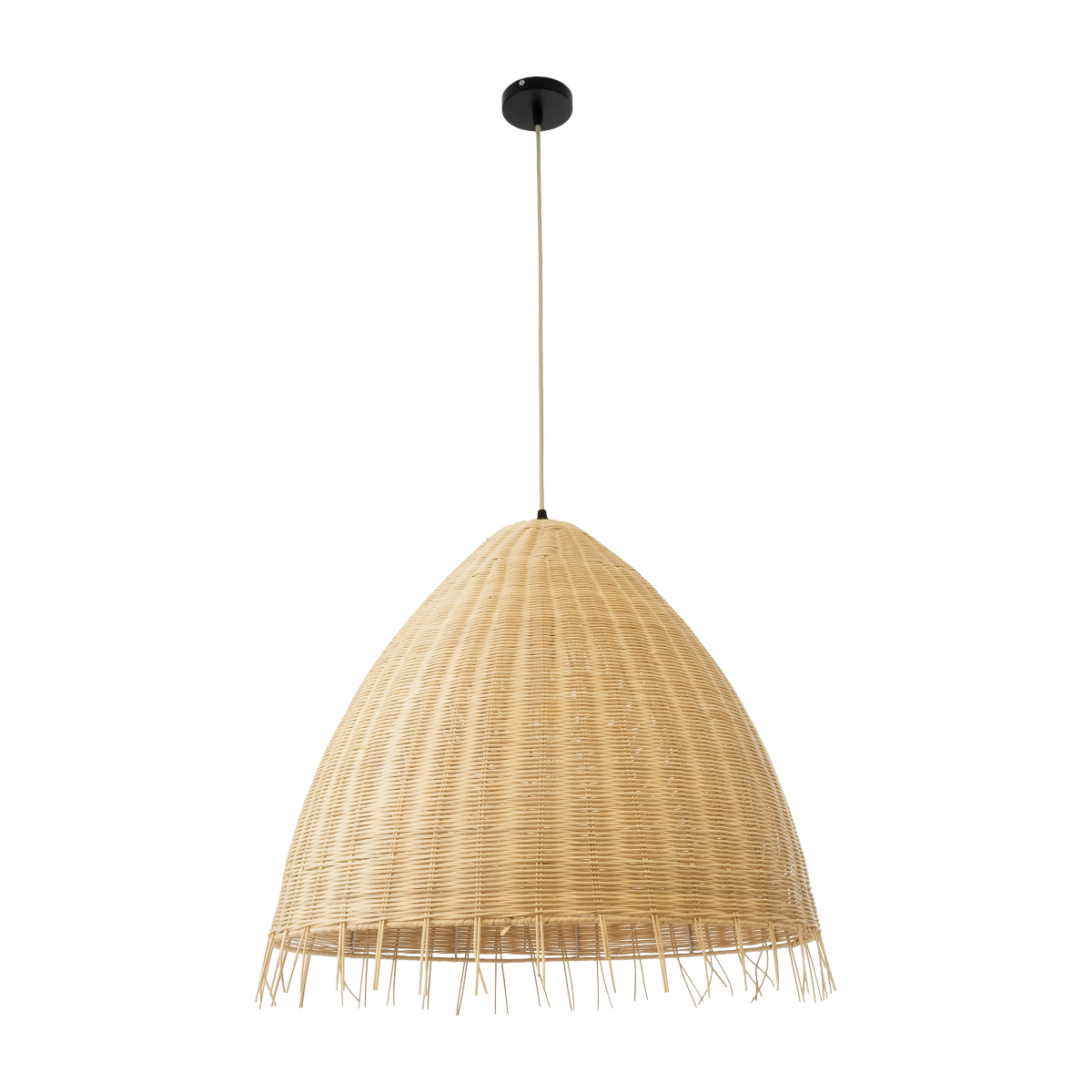 GloboStar® AQUATIC 01743 Boho Κρεμαστό Φωτιστικό Καμπάνα Μονόφωτο 1 x E27 IP20 Μπεζ Ξύλο - Μ60 x Π60 x Υ60cm