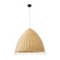 GloboStar® AQUATIC 01743 Boho Κρεμαστό Φωτιστικό Καμπάνα Μονόφωτο 1 x E27 IP20 Μπεζ Ξύλο - Μ60 x Π60 x Υ60cm