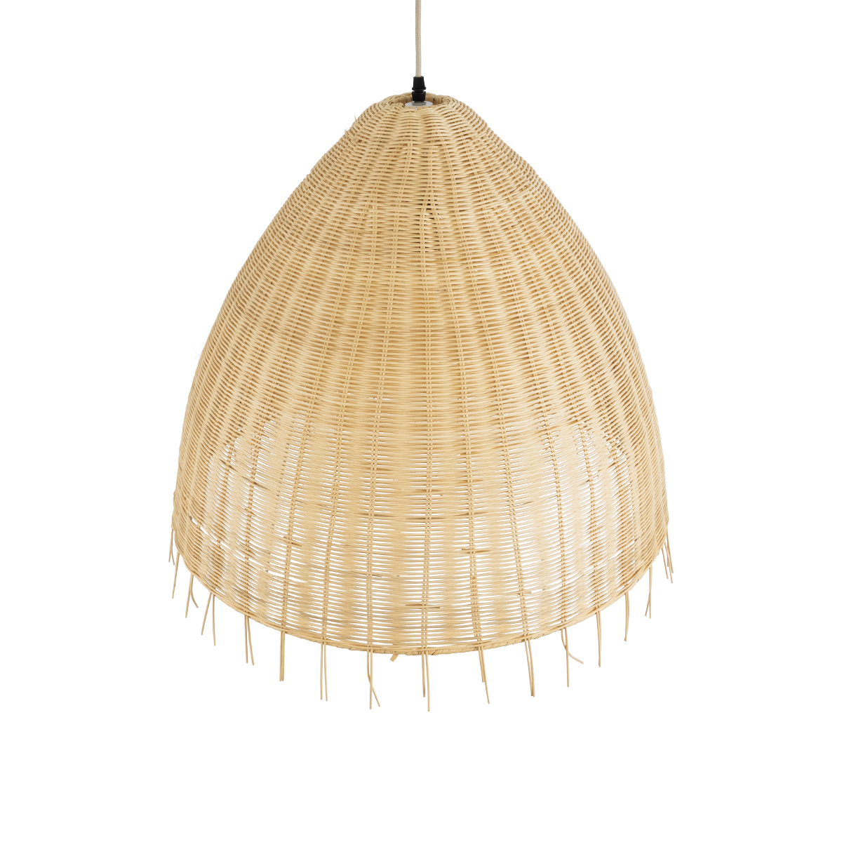 GloboStar® AQUATIC 01743 Boho Κρεμαστό Φωτιστικό Καμπάνα Μονόφωτο 1 x E27 IP20 Μπεζ Ξύλο - Μ60 x Π60 x Υ60cm