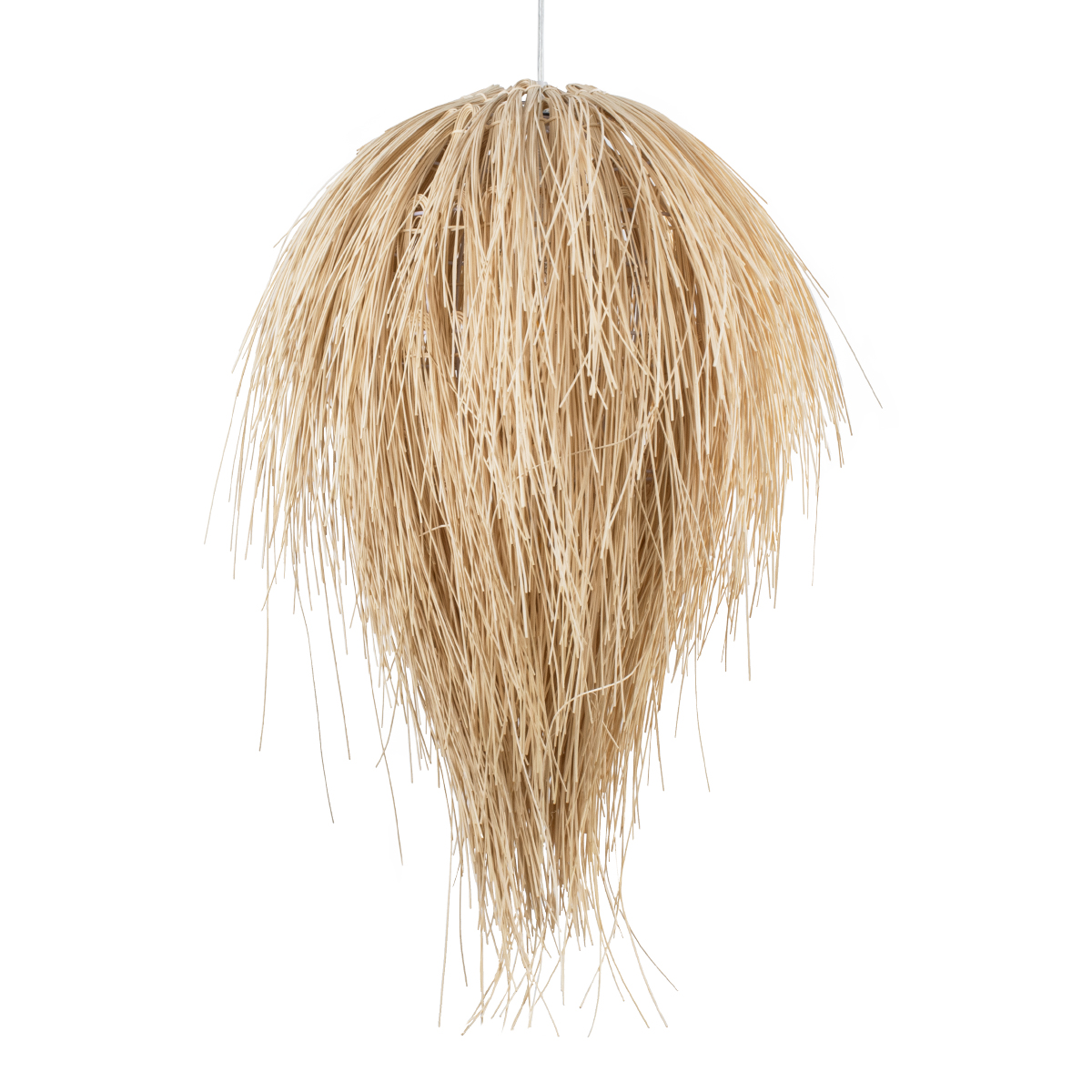 GloboStar® ARCHIPELAGO 01749 Boho Κρεμαστό Φωτιστικό Πλέγμα Μονόφωτο 1 x E27 IP20 Μπεζ Ξύλο - Μ40 x Π40 x Υ63cm