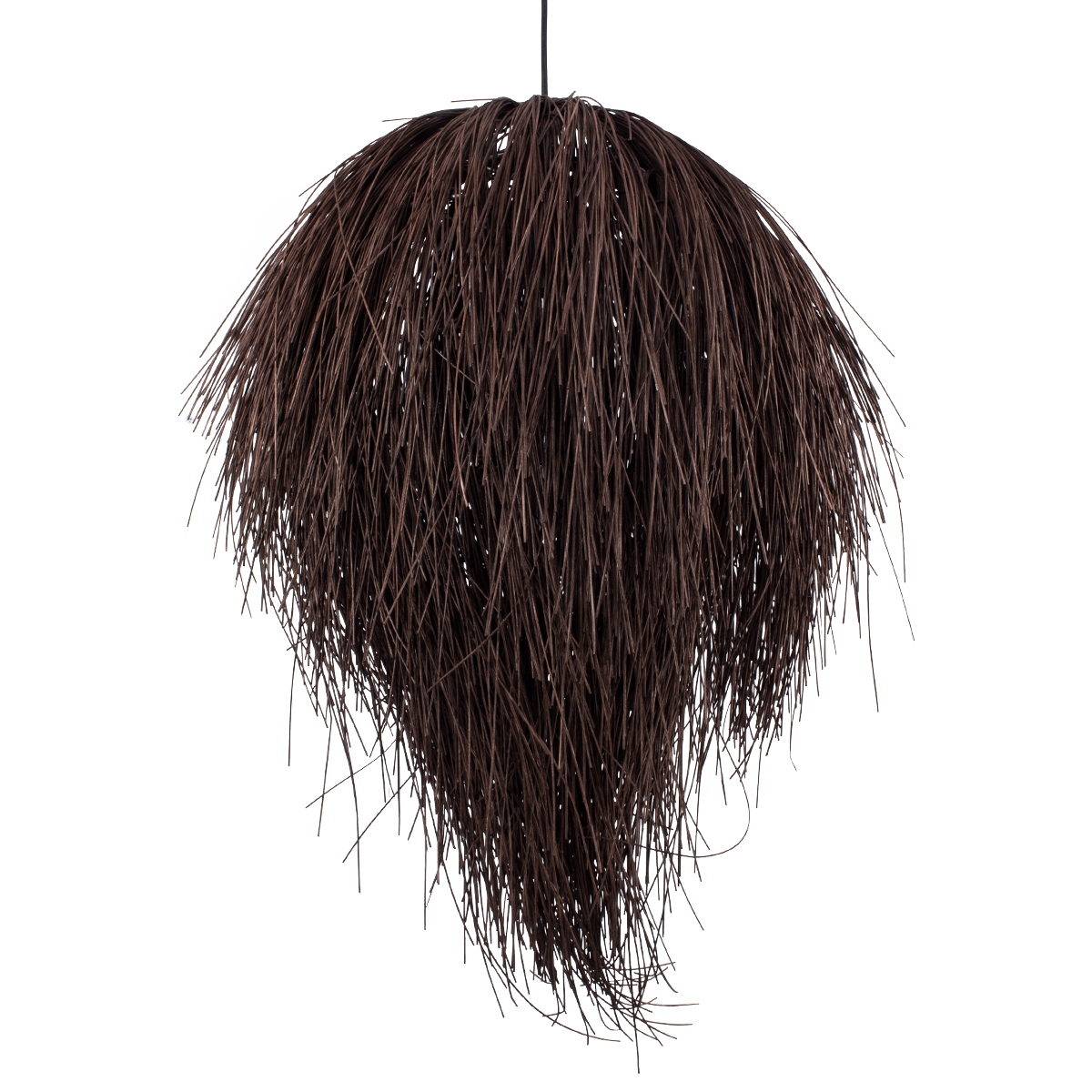 GloboStar® ARCHIPELAGO 01750 Boho Κρεμαστό Φωτιστικό Πλέγμα Μονόφωτο 1 x E27 IP20 Καφέ Ξύλο - Μ40 x Π40 x Υ63cm