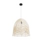 GloboStar® ALOHA 01751 Boho Κρεμαστό Φωτιστικό Καμπάνα Μονόφωτο 1 x E27 IP20 Μπεζ Σχοινί - Μ45 x Π45 x Y48cm