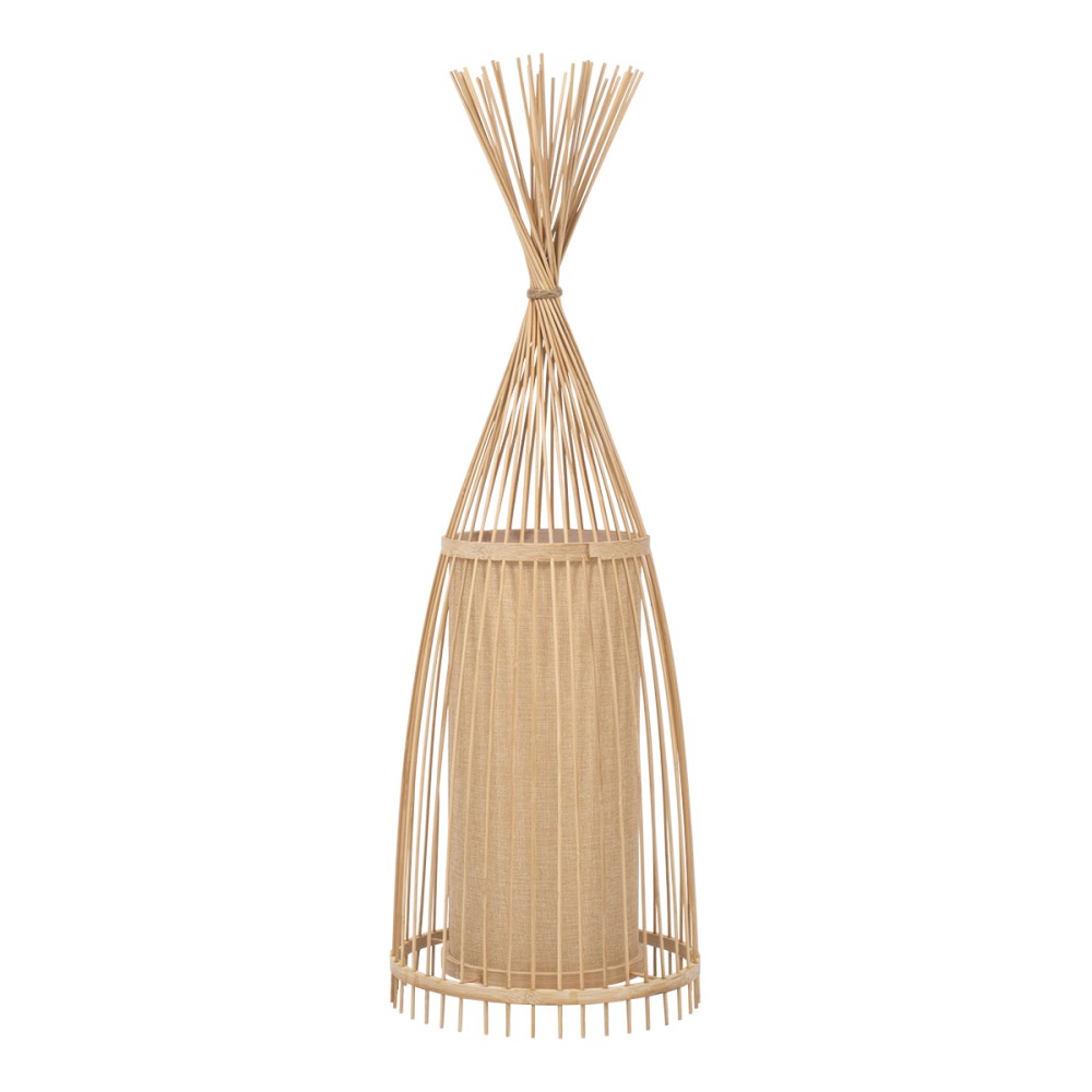GloboStar® AZORES 01753 Boho Επιδαπέδιο Φωτιστικό Μονόφωτο 1 x E27 IP20 Μπεζ Ξύλο - Μ30 x Π30 x Υ90cm