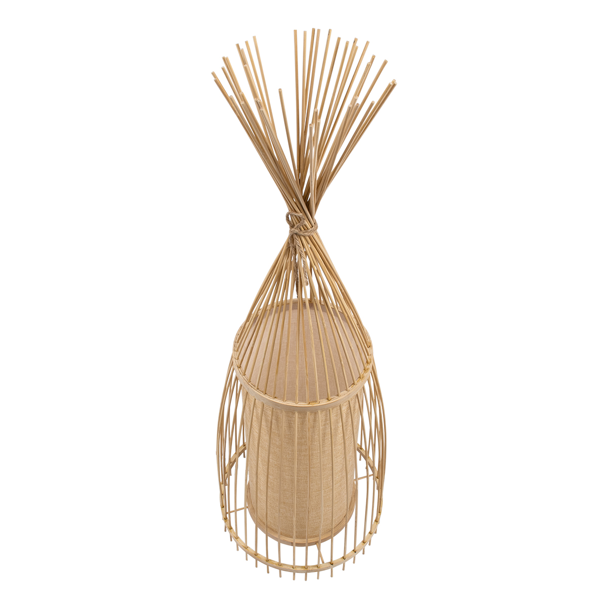 GloboStar® AZORES 01753 Boho Επιδαπέδιο Φωτιστικό Μονόφωτο 1 x E27 IP20 Μπεζ Ξύλο - Μ30 x Π30 x Υ90cm