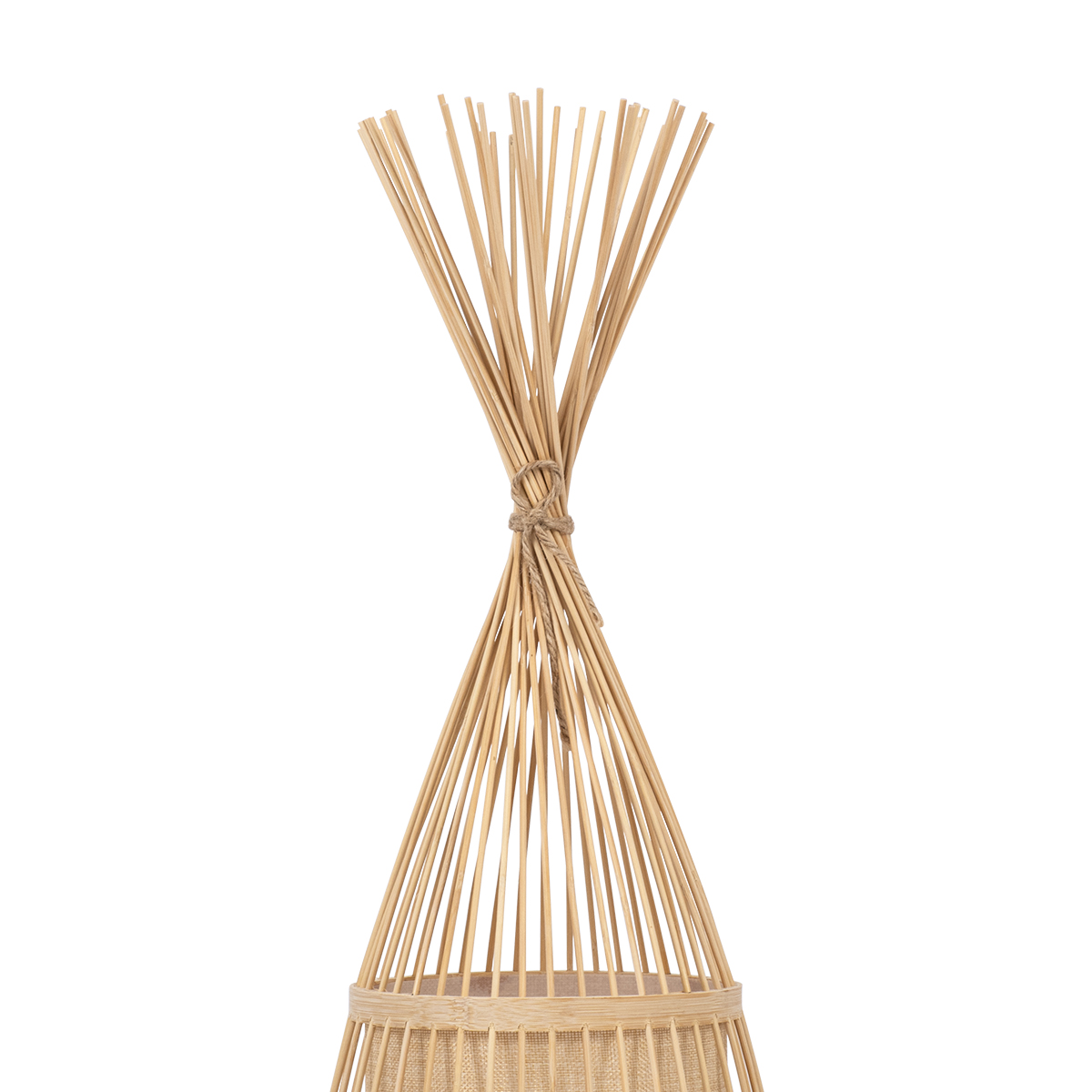 GloboStar® AZORES 01753 Boho Επιδαπέδιο Φωτιστικό Μονόφωτο 1 x E27 IP20 Μπεζ Ξύλο - Μ30 x Π30 x Υ90cm