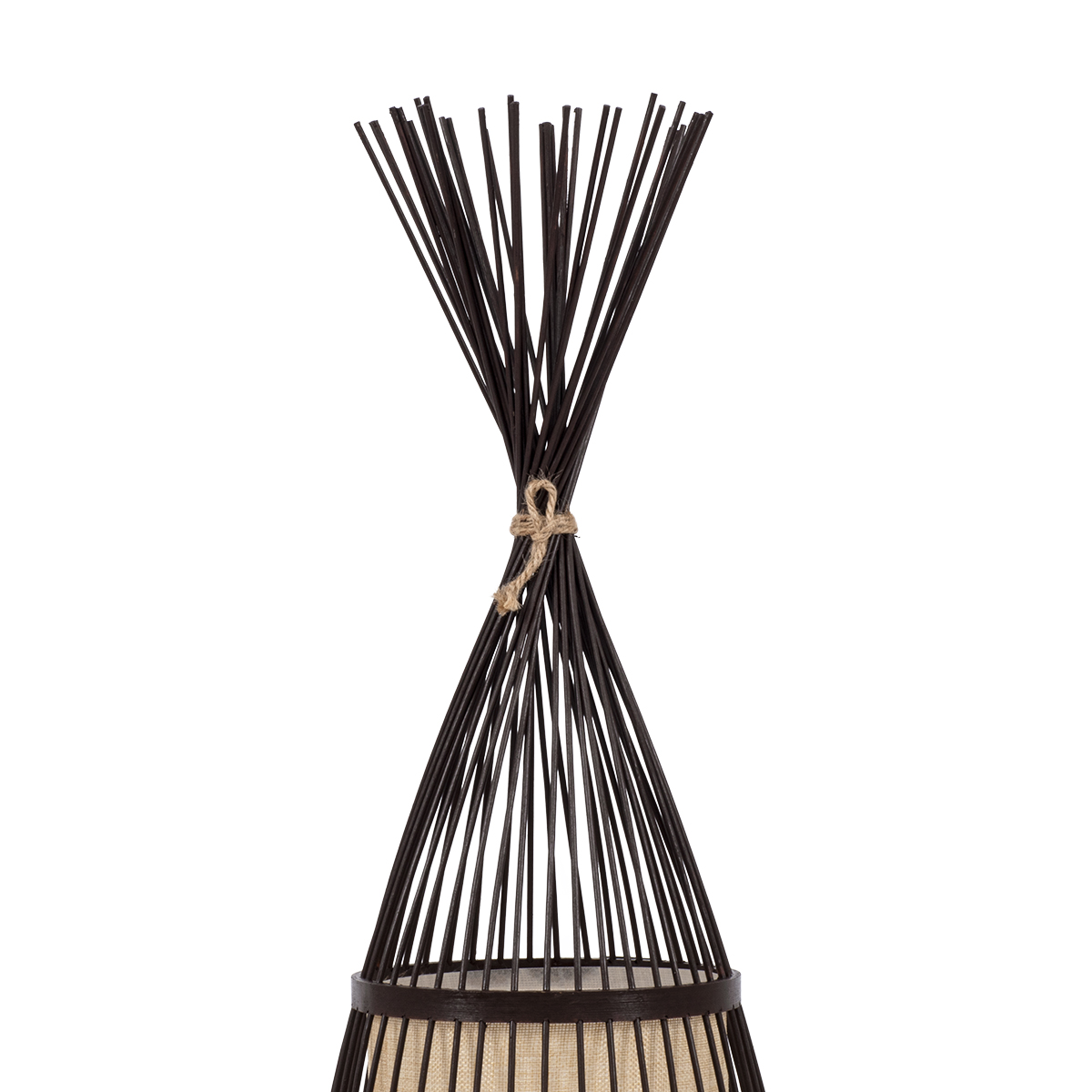 GloboStar® AZORES 01754 Boho Επιδαπέδιο Φωτιστικό Μονόφωτο 1 x E27 IP20 Καφέ & Μπεζ Ξύλο - Μ30 x Π30 x Υ90cm