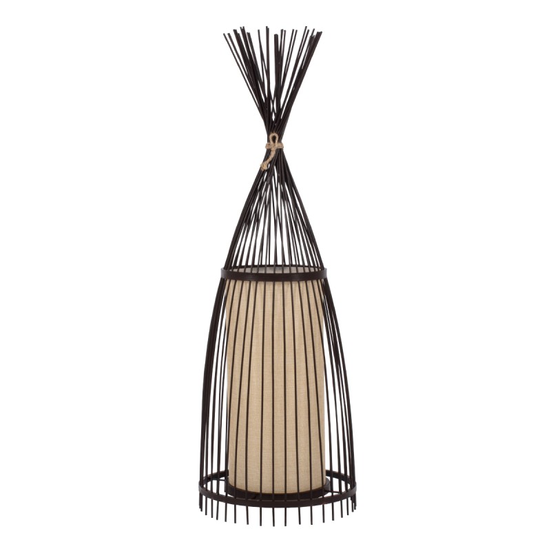 GloboStar® AZORES 01754 Boho Επιδαπέδιο Φωτιστικό Μονόφωτο 1 x E27 IP20 Καφέ & Μπεζ Ξύλο - Μ30 x Π30 x Υ90cm