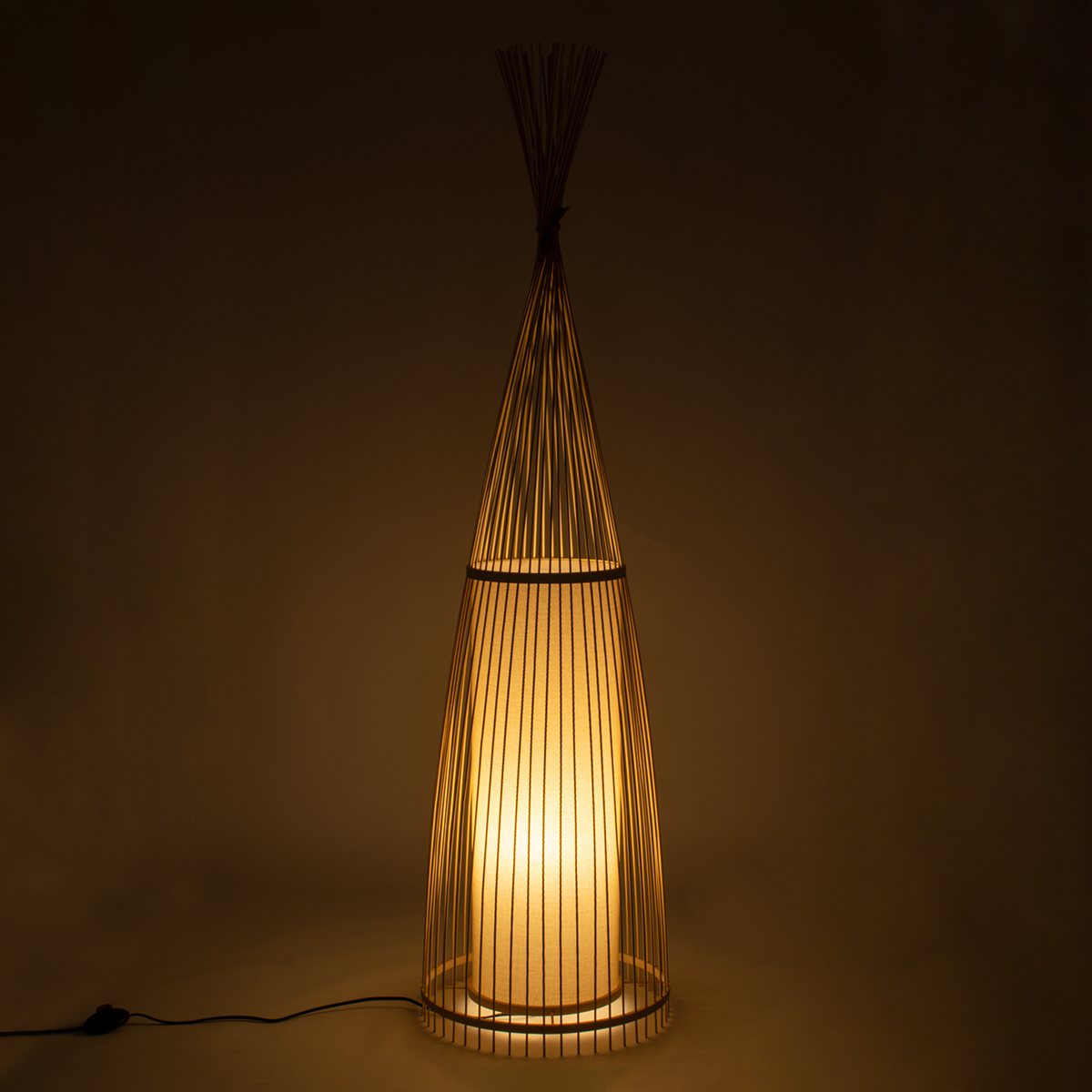 GloboStar® AZORES 01755 Boho Επιδαπέδιο Φωτιστικό Μονόφωτο 1 x E27 IP20 Μπεζ Ξύλο - Μ40 x Π40 x Υ150cm
