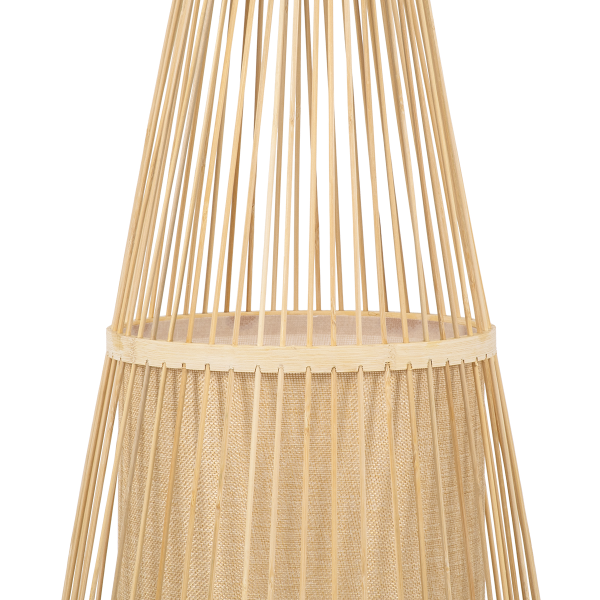 GloboStar® AZORES 01755 Boho Επιδαπέδιο Φωτιστικό Μονόφωτο 1 x E27 IP20 Μπεζ Ξύλο - Μ40 x Π40 x Υ150cm