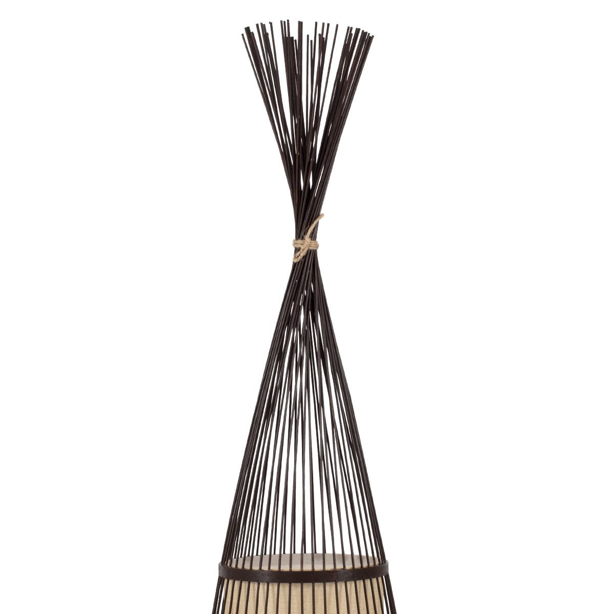 GloboStar® AZORES 01756 Boho Επιδαπέδιο Φωτιστικό Μονόφωτο 1 x E27 IP20 Καφέ & Μπεζ Ξύλο - Μ40 x Π40 x Υ150cm