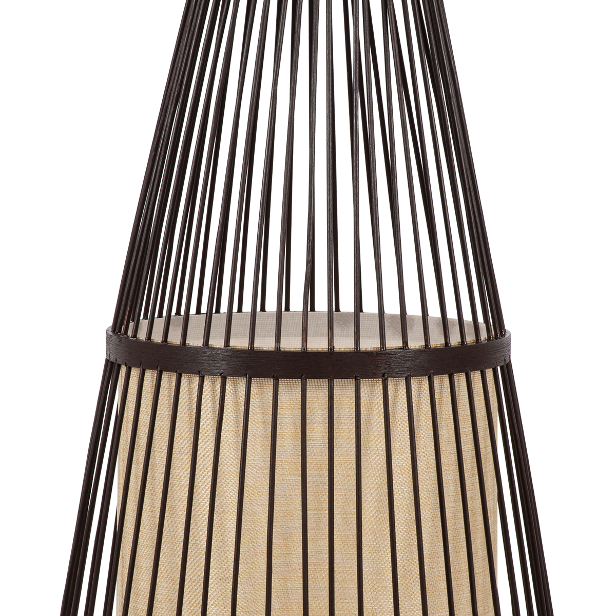 GloboStar® AZORES 01756 Boho Επιδαπέδιο Φωτιστικό Μονόφωτο 1 x E27 IP20 Καφέ & Μπεζ Ξύλο - Μ40 x Π40 x Υ150cm