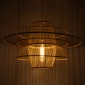 GloboStar® BALI 01758 Boho Κρεμαστό Φωτιστικό Πλέγμα Μονόφωτο 1 x E27 IP20 Μπεζ Ξύλο - Μ100 x Π100 x Υ60cm