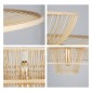 GloboStar® BALI 01758 Boho Κρεμαστό Φωτιστικό Πλέγμα Μονόφωτο 1 x E27 IP20 Μπεζ Ξύλο - Μ100 x Π100 x Υ60cm