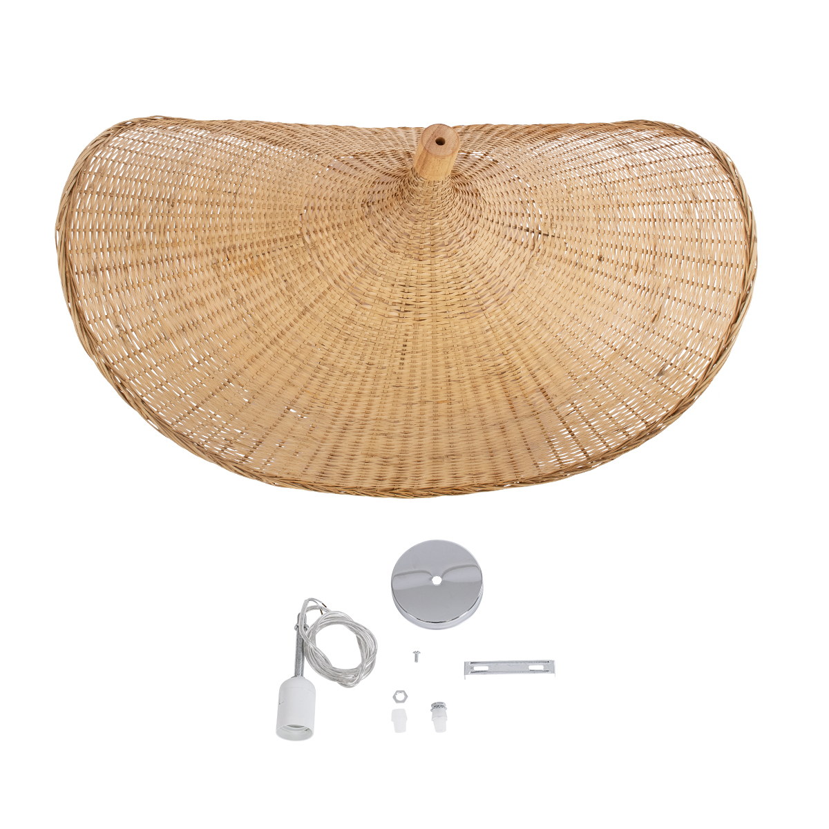 GloboStar® CUBA 01767 Boho Κρεμαστό Φωτιστικό Ανάρτηση Μονόφωτο 1 x E27 IP20 Μπεζ Ξύλο - Μ80 x Π80 x Y49cm