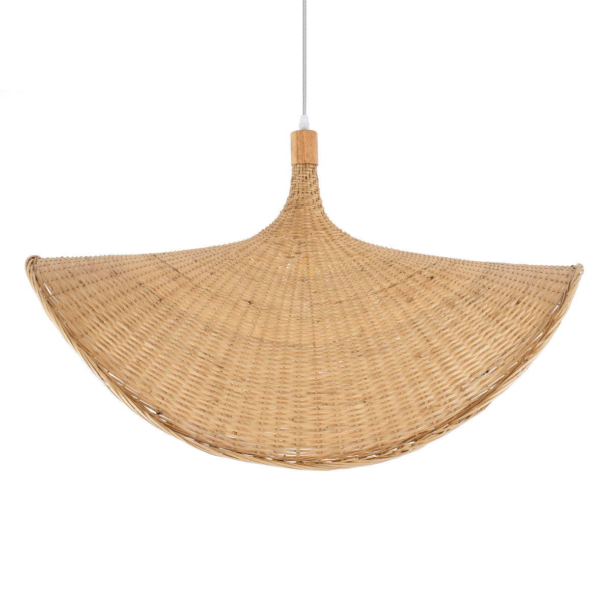 GloboStar® CUBA 01767 Boho Κρεμαστό Φωτιστικό Ανάρτηση Μονόφωτο 1 x E27 IP20 Μπεζ Ξύλο - Μ80 x Π80 x Y49cm