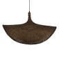 GloboStar® CUBA 01768 Boho Κρεμαστό Φωτιστικό Ανάρτηση Μονόφωτο 1 x E27 IP20 Καφέ Ξύλο - Μ80 x Π80 x Y49cm