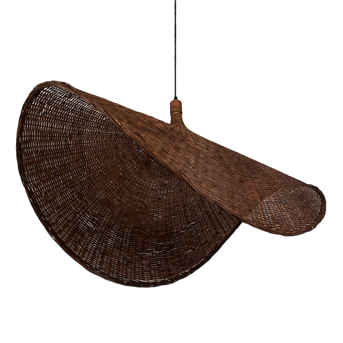 GloboStar® CUBA 01770 Boho Κρεμαστό Φωτιστικό Ανάρτηση Μονόφωτο 1 x E27 IP20 Καφέ Ξύλο - Μ100 x Π100 x Y55cm