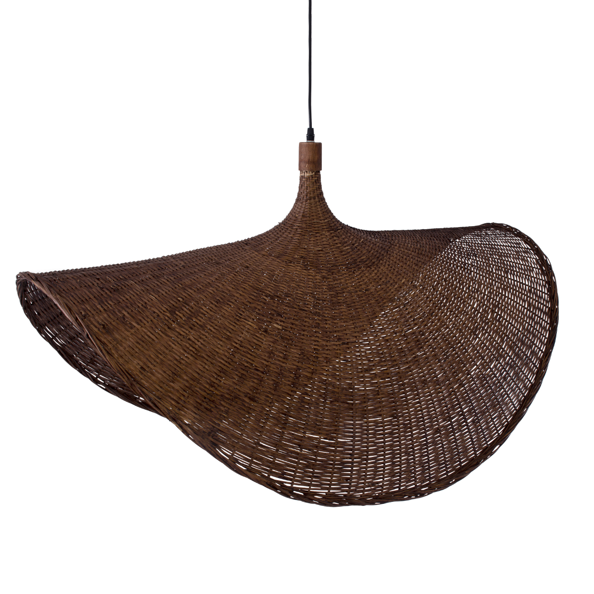 GloboStar® CUBA 01770 Boho Κρεμαστό Φωτιστικό Ανάρτηση Μονόφωτο 1 x E27 IP20 Καφέ Ξύλο - Μ100 x Π100 x Y55cm