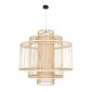 GloboStar® HIBISCUS 01780 Boho Κρεμαστό Φωτιστικό Πλέγμα Μονόφωτο 1 x E27 IP20 Μπεζ Ξύλο - Μ100 x Π100 x Y100cm