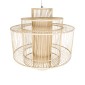 GloboStar® HIBISCUS 01780 Boho Κρεμαστό Φωτιστικό Πλέγμα Μονόφωτο 1 x E27 IP20 Μπεζ Ξύλο - Μ100 x Π100 x Y100cm