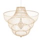 GloboStar® HIBISCUS 01781 Boho Κρεμαστό Φωτιστικό Πλέγμα Μονόφωτο 1 x E27 IP20 Μπεζ Ξύλο - Μ100 x Π100 x Υ100cm