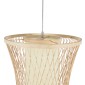 GloboStar® HIBISCUS 01783 Boho Κρεμαστό Φωτιστικό Πλέγμα Μονόφωτο 1 x E27 IP20 Μπεζ Ξύλο - Μ35 x Π35 x Υ150cm
