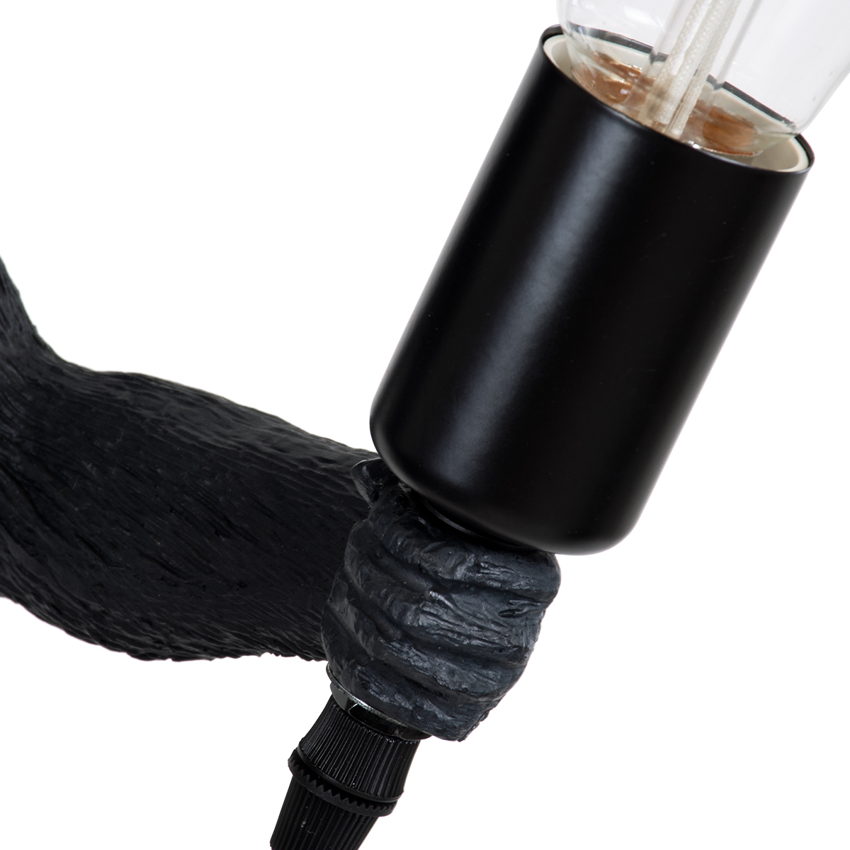 GloboStar® APES 01801 Μοντέρνο Κρεμαστό Φωτιστικό Φιγούρα Μονόφωτο 1 x E27 IP20 Μαύρο Πλαστικό με Μπεζ Σχοινί - Μ26 x Π28 x Υ69cm
