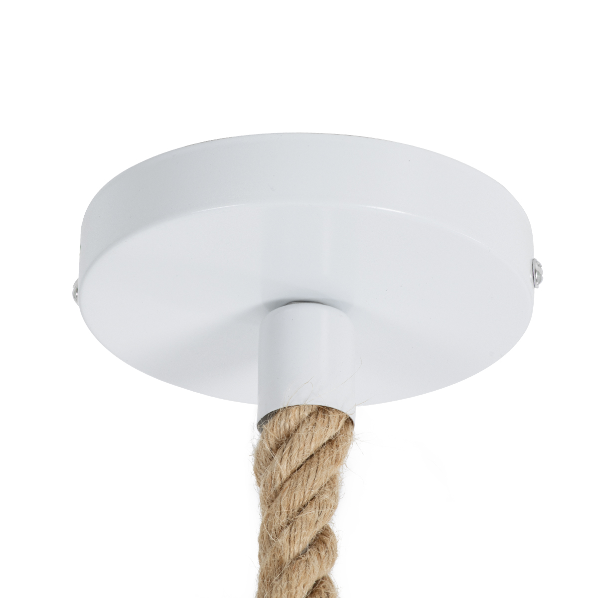 GloboStar® APES 01802 Μοντέρνο Κρεμαστό Φωτιστικό Φιγούρα Μονόφωτο 1 x E27 IP20 Λευκό Πλαστικό με Μπεζ Σχοινί - Μ26 x Π28 x Υ69cm