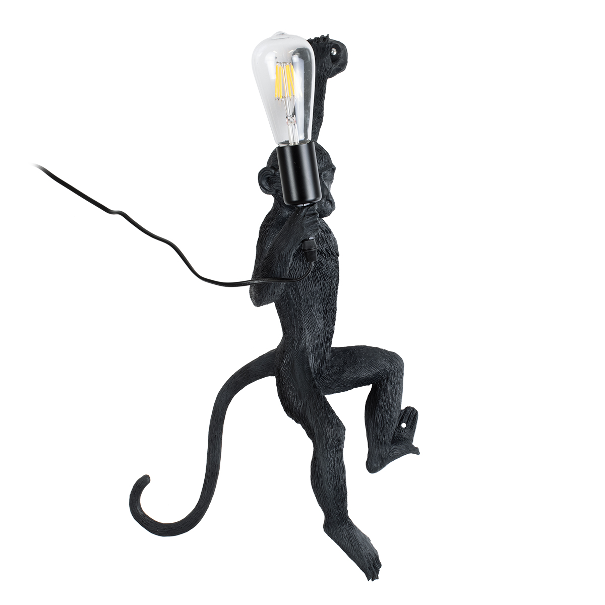 GloboStar® APES 01804 Μοντέρνο Επιτοίχιο Φωτιστικό Απλίκα Μονόφωτο 1 x E27 IP20 Μαύρο Πλαστικό - Μ34 x Π31 x Υ61cm