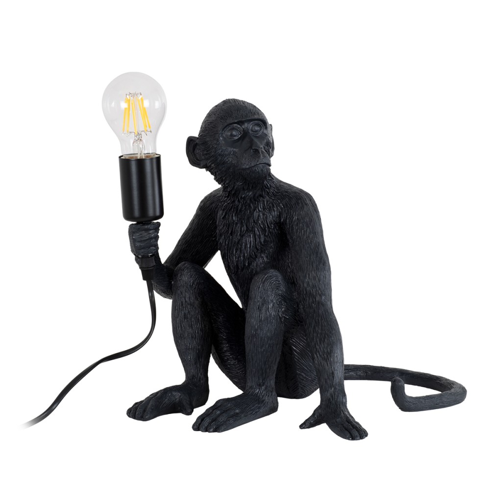 GloboStar® APES 01807 Μοντέρνο Επιτραπέζιο Φωτιστικό Πορτατίφ Μονόφωτο 1 x E27 IP20 Μαύρο Πλαστικό - Μ30 x Π27 x Υ30cm