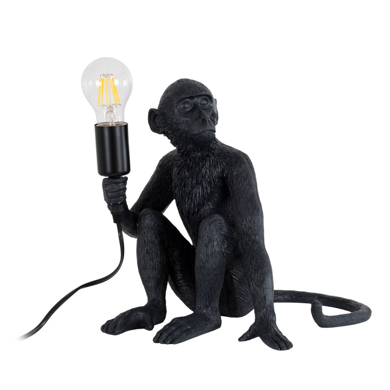 GloboStar® APES 01807 Μοντέρνο Επιτραπέζιο Φωτιστικό Πορτατίφ Μονόφωτο 1 x E27 IP20 Μαύρο Πλαστικό - Μ30 x Π27 x Υ30cm