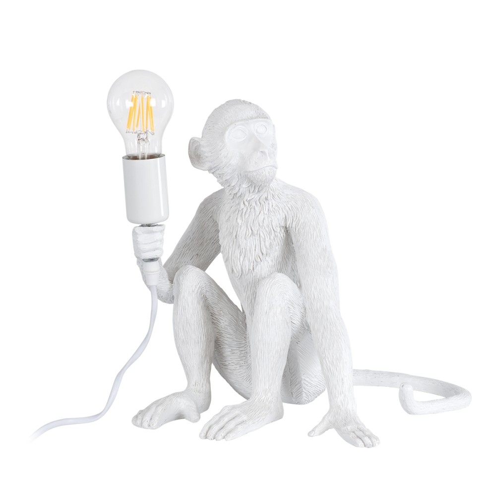 GloboStar® APES 01808 Μοντέρνο Επιτραπέζιο Φωτιστικό Πορτατίφ Μονόφωτο 1 x E27 IP20 Λευκό Πλαστικό - Μ30 x Π27 x Υ30cm