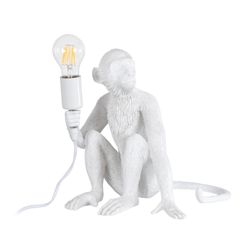 GloboStar® APES 01808 Μοντέρνο Επιτραπέζιο Φωτιστικό Πορτατίφ Μονόφωτο 1 x E27 IP20 Λευκό Πλαστικό - Μ30 x Π27 x Υ30cm